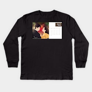 Calendar 2022 October with Korean Dramas Kids Long Sleeve T-Shirt